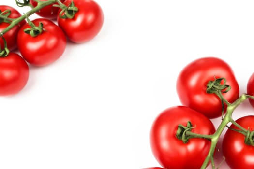 Red tomatoes on white background