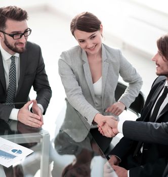 closeup.business handshake business women with the trading partner