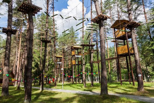 Active way of life, rope town in the park