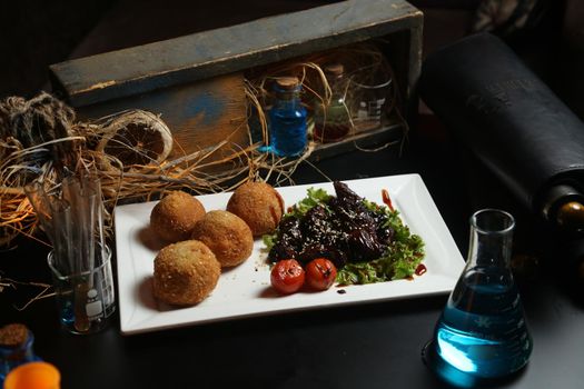 Breaded Chicken Kiev breast stuffed with butter, garlic and herbs.