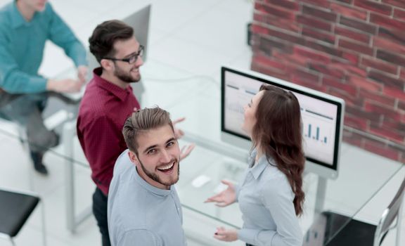 Image of business people working at meeting.