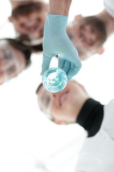 closeup.healthcare professionals working with liquids in laborator