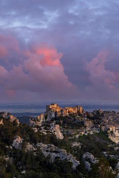 Medieval castle and village, Les Baux-de-Provence, Alpilles mountains, Provence, France