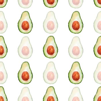 Hand Drawn Watercolor vegetable avocado isolated on white background. Painting Illustration