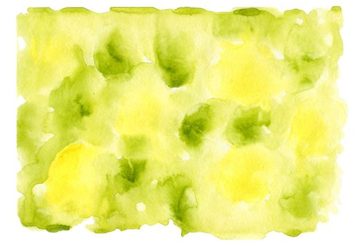 Blurred watercolor background yellow lemon and green. Uneven brush strokes. Spring background for the text. Substrate texture and frames. Blanks for your lettering.