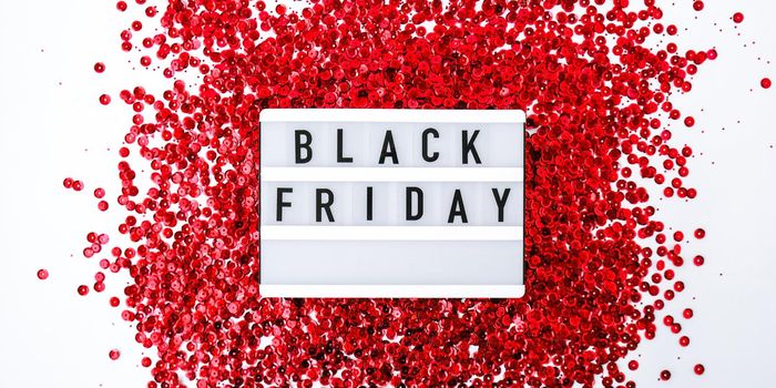 Lightbox with text BLACK FRIDAY on white background, Sale shopping concept. Online shopping Template Black friday sale mockup fall thanksgiving promotion advertising Big sale. Cyber monday. Holiday