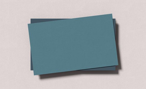 3D rendering of a business card mockup. Blank paper background with shadow and texture.