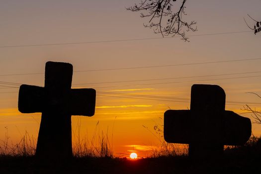 Reconciliation crosses near Milhostov, Western Bohemia, Czech Republic