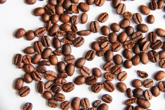 Roasted coffee beans with white background