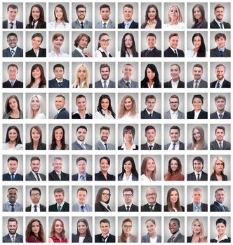portraits of a group of successful employees isolated on white . photo collage
