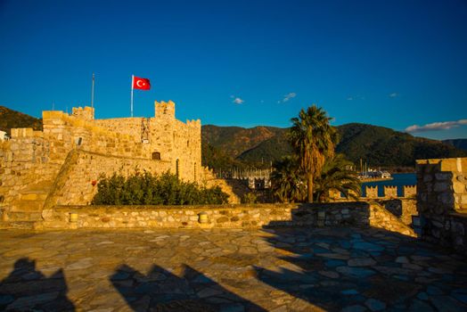 MARMARIS, MUGLA, TURKEY: The old stone Fortress of Marmaris on a sunny day.