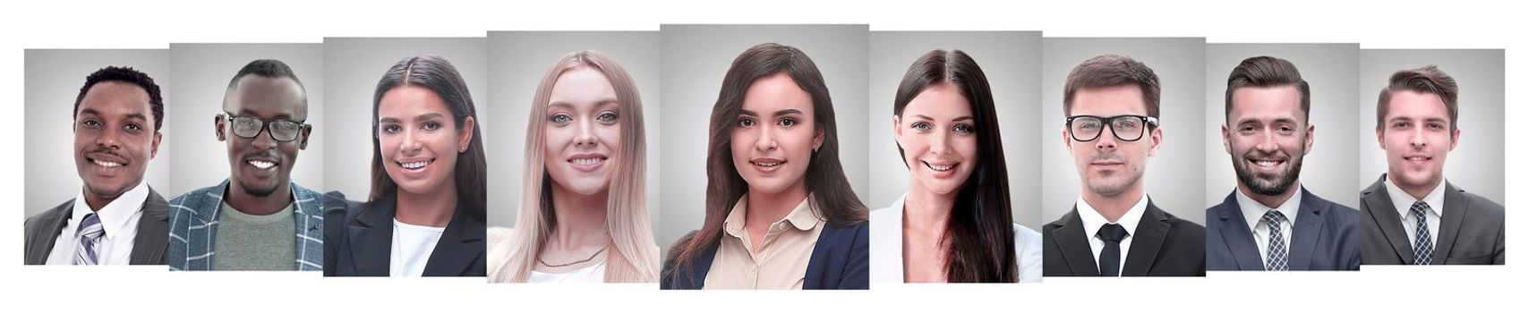 panoramic collage of portraits of young entrepreneurs. business concept