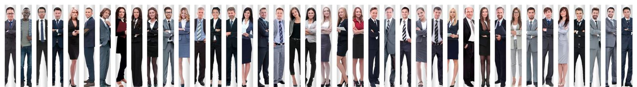 panoramic collage of a group of successful young business people. the concept of teamwork