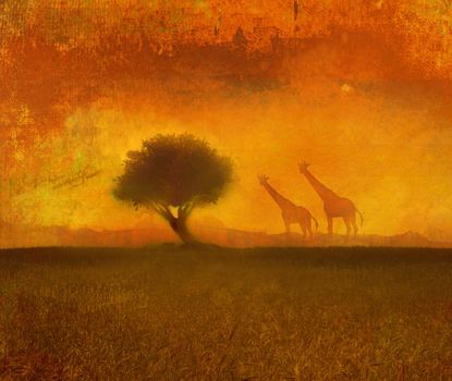 background with African fauna and flora