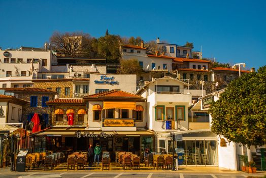 MARMARIS, MUGLA, TURKEY: Tourist street with cafes and restaurants in the center of the Old Town in Marmaris