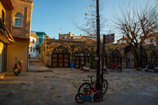 MARMARIS, MUGLA, TURKEY: The Caravanserai building was built by the Magnificent Sultan Sulyman in 1545 AD and a sign to the Fortress Marmaris.