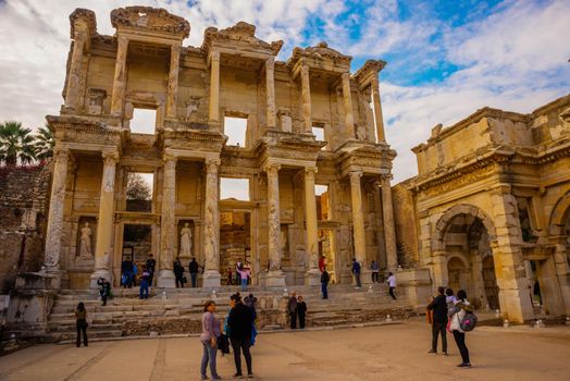 EPHESUS, SELCUK, IZMIR, TURKEY: Celsius Library in ancient city Ephesus. Most visited ancient city in Turkey.