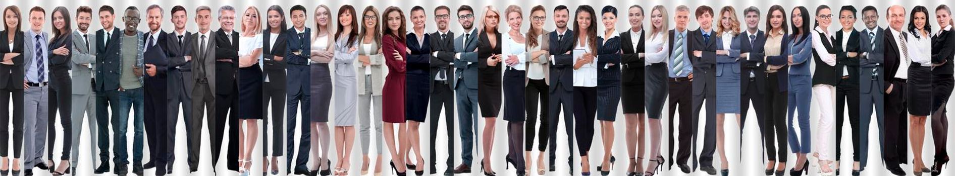 panoramic collage of a group of successful young business people. the concept of teamwork