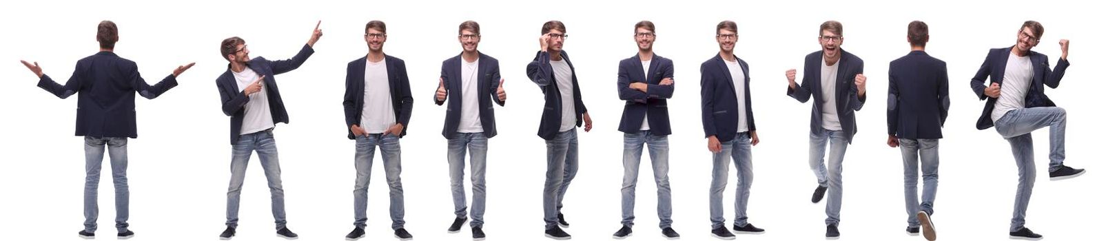 collage of various photos of a successful modern man. isolated on white background.