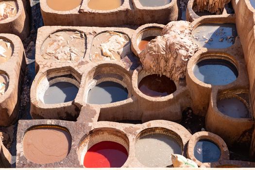 Liquids in Chouara Tannery, Fez City, Morocco