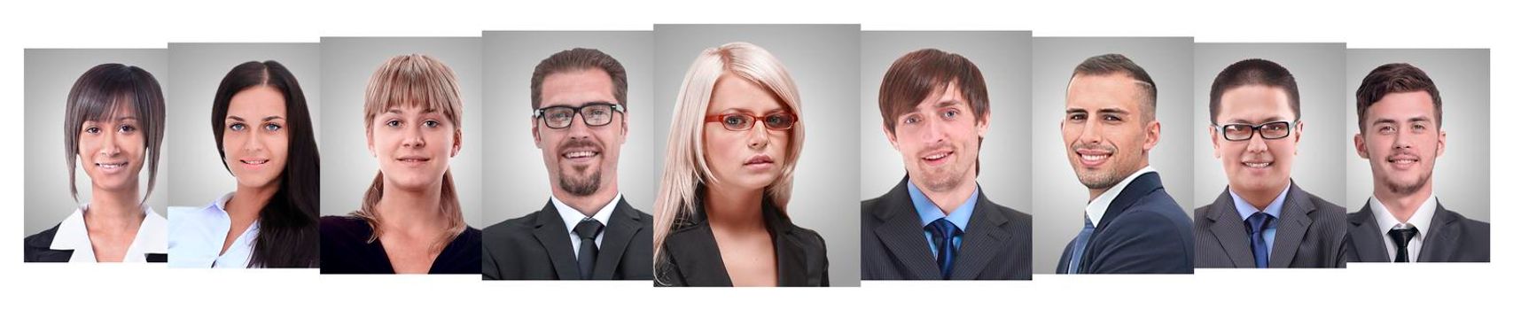 panoramic collage of portraits of young entrepreneurs. business concept