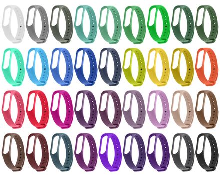 silicone strap for a fitness bracelet isolated on a white background, collage