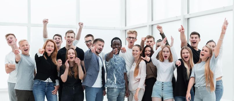 team of happy young people standing together. photo with copy space