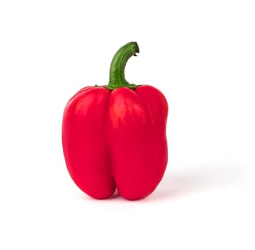 One whole bell pepper red on a white background, with a shadow