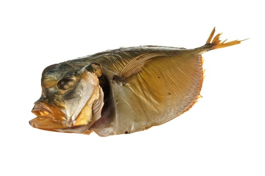 Smoked Vomer fish on a white background, isolated