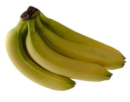 Large bunch of ripe bananas, on white background isolated