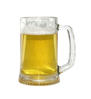 Glass with amazing beer on a white background