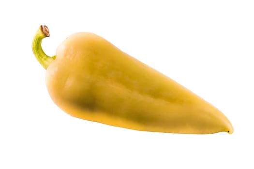 One whole yellow peppers on a white background in isolation