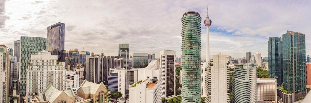 View of the skyscrapers in Kuala Lumpur, Malaysia. BANNER, LONG FORMAT