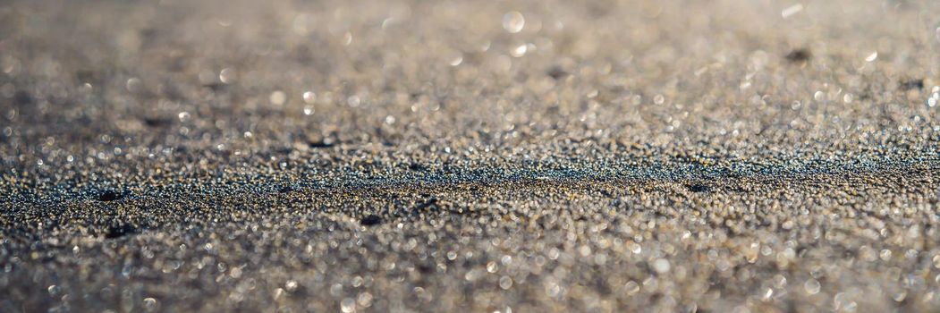 Black sand on the beach Bali, Indonesia. BANNER, LONG FORMAT