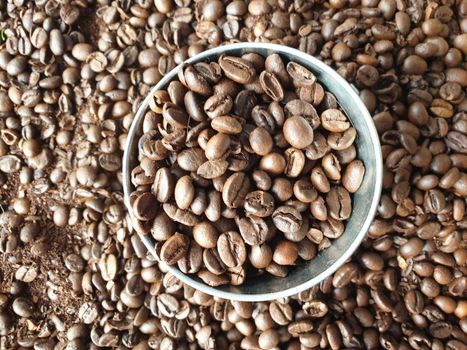 Close-up of roasted and aromatic coffee beans. Great flavor and aroma