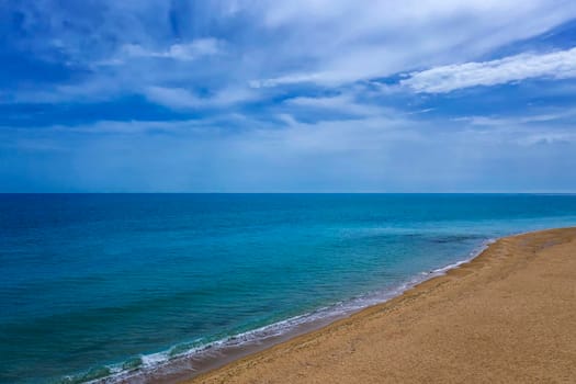 Vast aerial photo from drone to the beautiful  coastline and sky