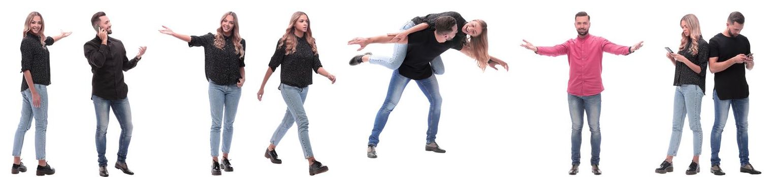 collage of photos of successful young people. isolated on a white background