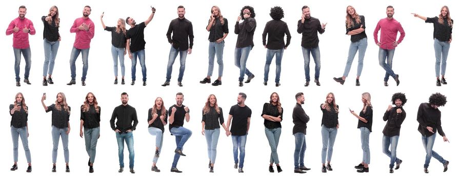 collage of photos of diverse young people. isolated on a white background