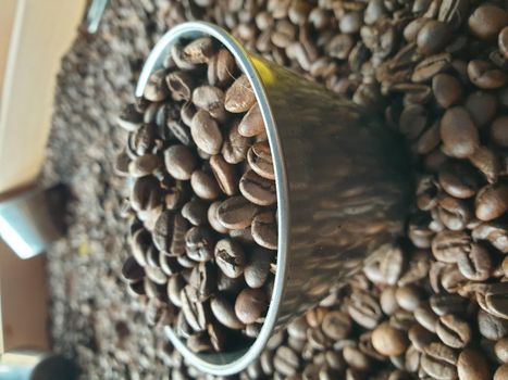 Close-up of roasted and aromatic coffee beans. Great flavor and aroma