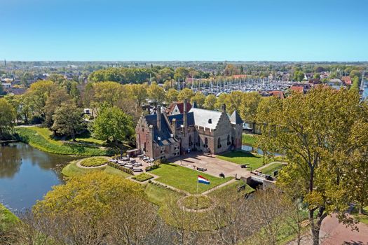 Aerial from the Radboud castle in Medemblik  in the Netherlands
