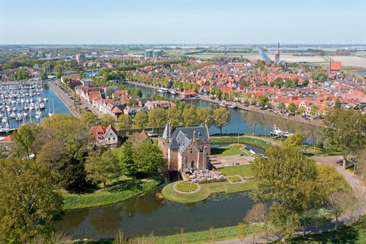 Aerial from the city Medemblik in the Netherlands