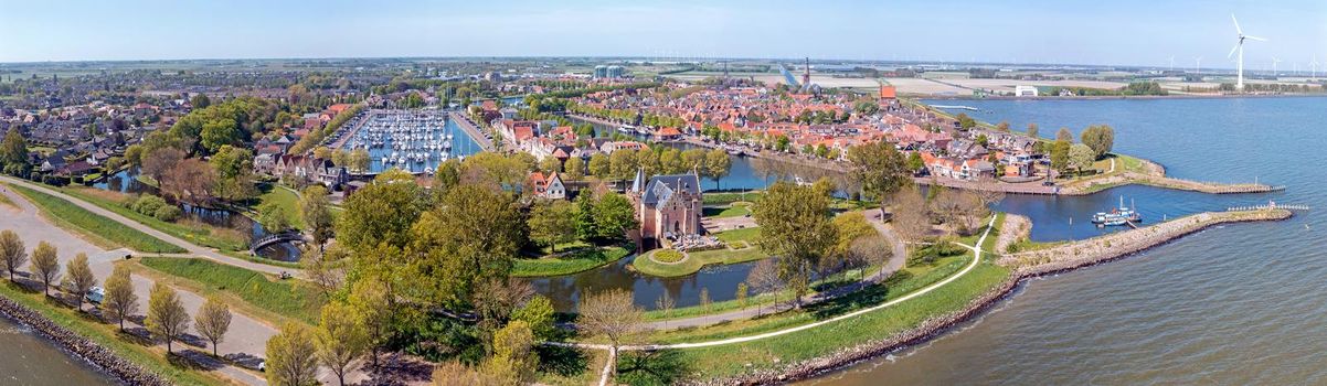 Aerial panorama from the city Medemblik in the Netherlands
