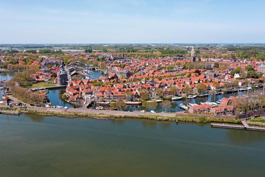 Aerial from the historical city Enkhuizen in the Netherlands