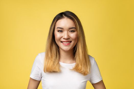 Close up of young Asian beautiful woman with smiley face.