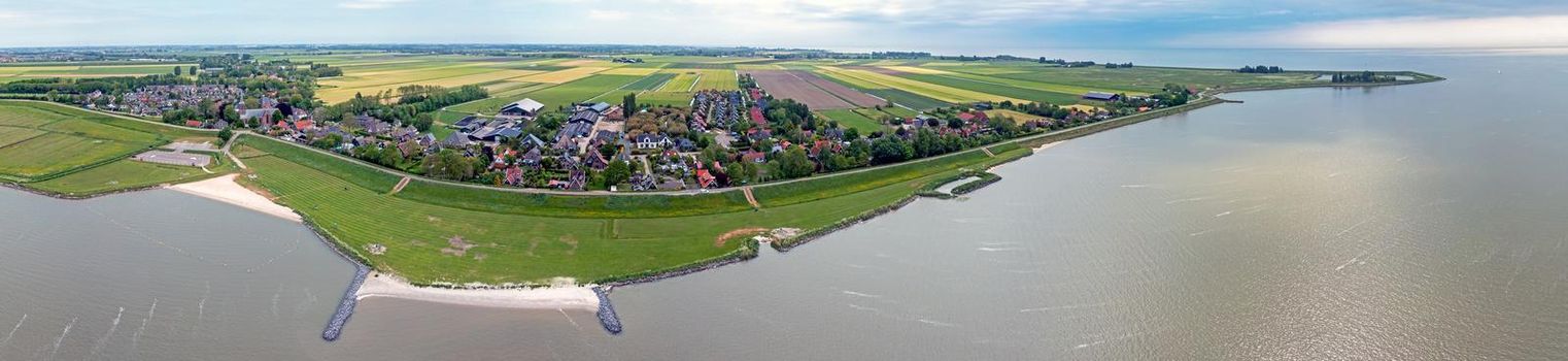 Aerial panorama from the village Schellinkhout at the IJsselmeer in the Netherlands