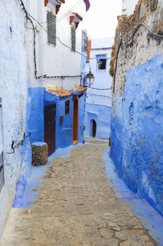 A Street in Blue Chefchaouen City, Morocco