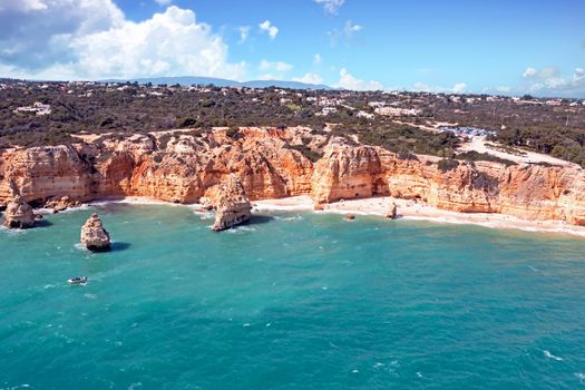 Aerial from praia de Marinha in the Algarve Portugal