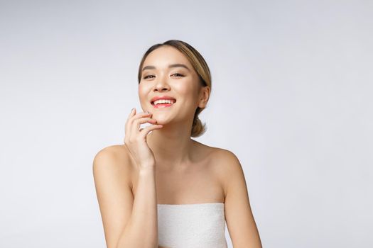 Beautiful Charming Asian young woman smile with white teeth, feeling so happiness and cheerful with healthy skin,isolated on white background.