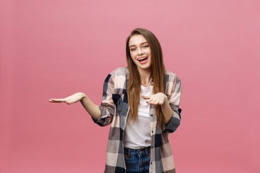 Portrait young girl dancing with inspired face expression. Active young woman in casual summer outfit having fun indoor