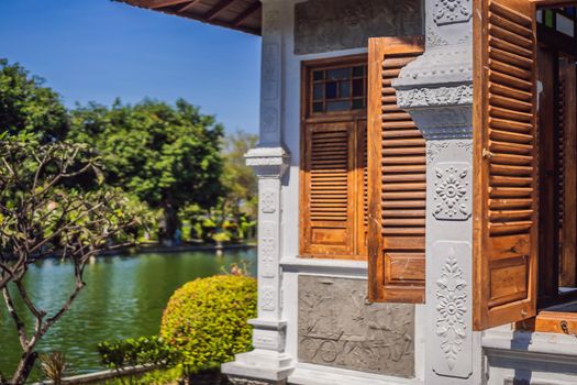 Water Palace Taman Ujung in Bali Island Indonesia - travel and architecture background.